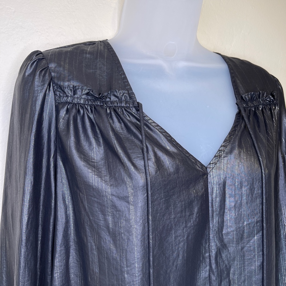 Current Air | Anthro Bristol Metallic Finish Statement Sleeve Blouse - Picture 7 of 16